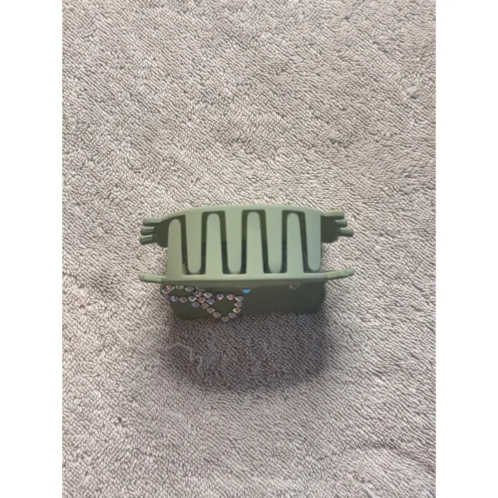 Large hello kitty hair claw clip matte green with rhinestone accent